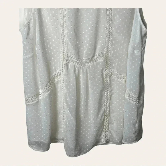 0859. BLACK RAIN WHITE SLEEVELESS TOP SWISS DOTS DETAIL WITH CROCHET FRONT - Picture 4 of 9